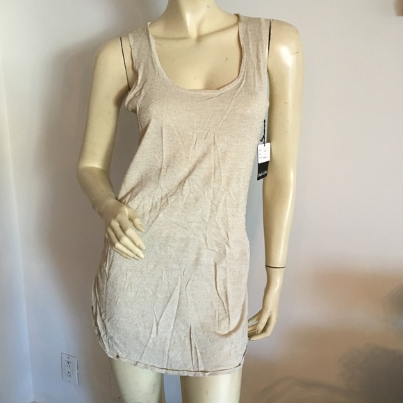 Dolce Cabo Tops - shimmery gold tunic tank top with scoop neck